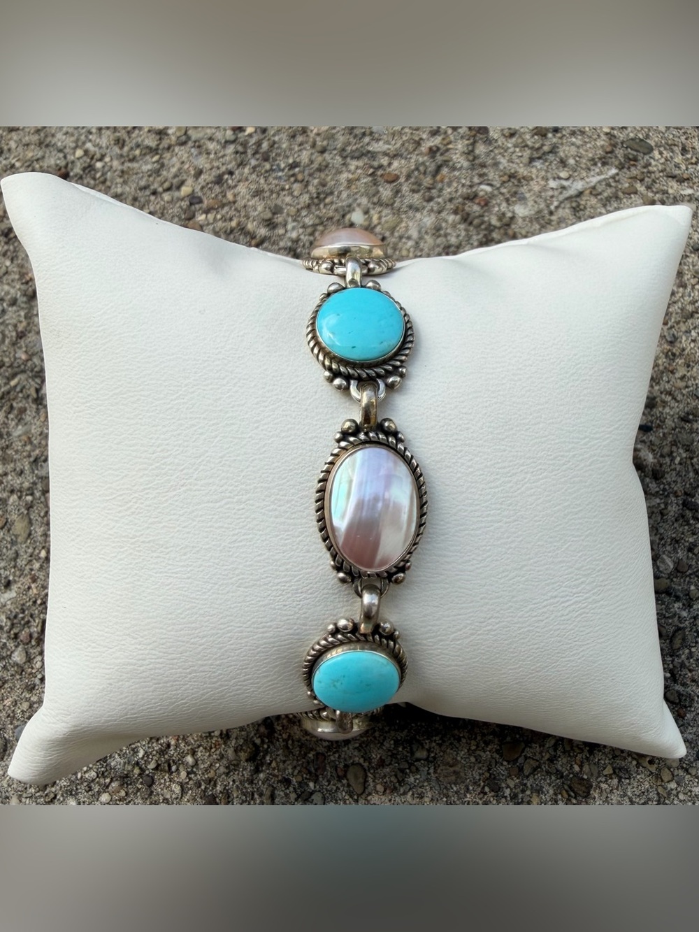 Carolyn Pollack Relios Sterling Silver Turquoise Mother of Pearl Bracelet